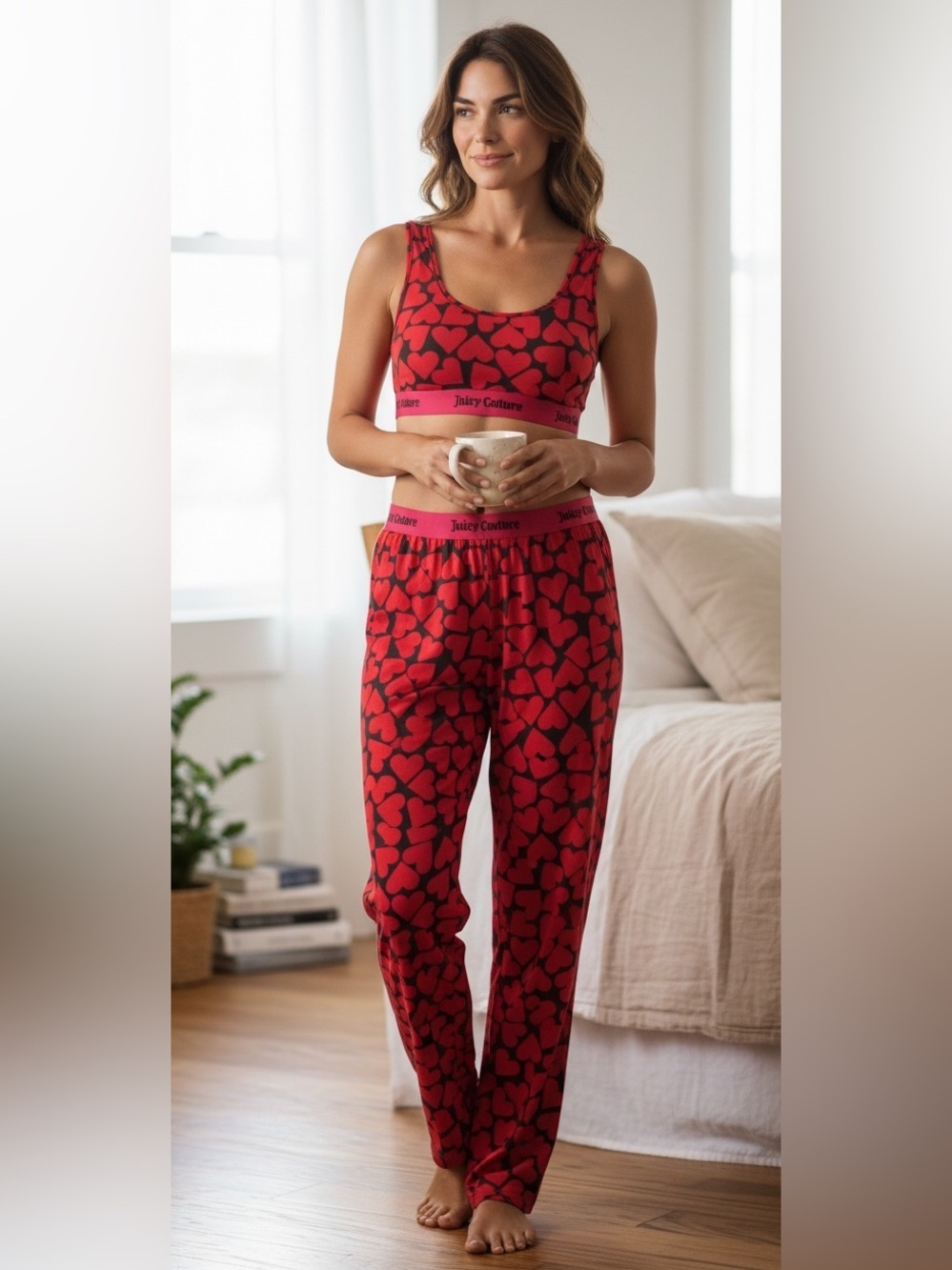 Tommy John Kids Hot Pink and Black Heart-Print Pajama Set